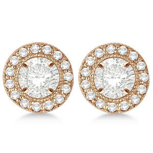 Boucles d'oreilles vintage en or rose 14 carats avec diamants ronds de 0,34 carat, élégantes boucles d'oreilles vintage en diamants - Product Image 4
