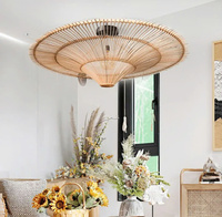 Pas cher prix grande taille Boho abat-jour couverture rotin pendentif lustre tissé par fabrication vietnamienne