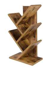 Modern Multi-Level Tree-Shaped Wooden <b>Bookshelf</b> Free-Standing Book Storage Organizer for Bedroom Living Room Workshop - Product Image 2