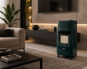 Chauffages au gaz infrarouge portables d'intérieur fabriqués en Italie 'Bella' couleur vert pétrole, meilleur chauffage économique pour le jardin et la maison - Product Image 4