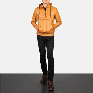 Sweat à capuche en cuir pour homme de style classique avec finition haut de gamme, confort, look élégant, doublure intérieure douce, écologique et personnalisable - Product Image 5