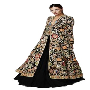 Costume Salwar Kameez pour femmes indiennes et pakistanaises, style Anarkali, broderie en lin, Kanya Libas, pour les occasions spéciales, les mariages - Product Image 1