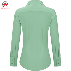 Chemises habillées respirantes pour femmes personnalisées boutons Slim Fit plaine manches longues couleur unie chemises décontractées d'été - Product Image 2