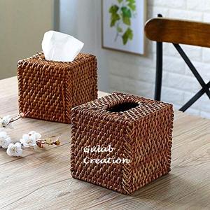 Venta caliente Nueva llegada Caja de pañuelos de ratán hecha a mano Bandejas cuadradas de madera sin fondo por ZAM IMPEX - Product Image 3