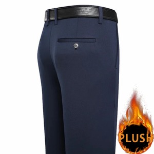 New Winter Canvas Plush Eco-Friendly Breathable Fleece <b>Mens</b> Stretch Smart Casual <b>Trousers</b> Black Navy Blue Straight <b>Loose</b> Big - Product Image 1