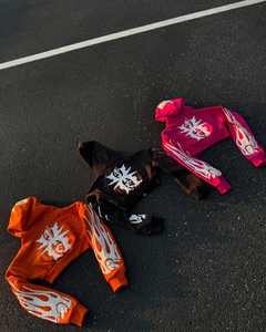 Fabricant de vêtements personnalisés Streetwear Vintage Boxy Fit Acid Washed Cotton Heavy Weight Cropped Women Rhinestone Hoodies - Product Image 3