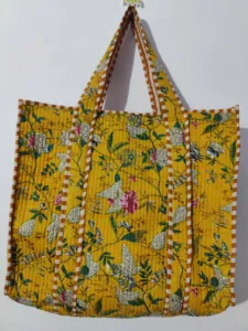 Quilted Women's Cotton Tote Bag Unique Fabric <b>Vintage</b> <b>Handbag</b> Trendy Fashion Shoulder Bag Purse Stylish Handmade Handcrafted - Product Image 3