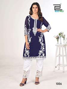 Ensembles de Kurti en coton pur de créateur prêts à porter, robe Luckhnowi pour 2025, nouvelle robe Luckhnowi pour femmes, ensembles en coton 2 pièces - Product Image 2
