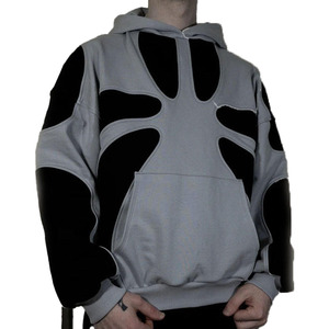 High Street hiver nouvelle couleur rétro décontracté épaules tombantes Vintage couleur bloc à capuche respirant unisexe hommes sweats à capuche en coton - Product Image 4