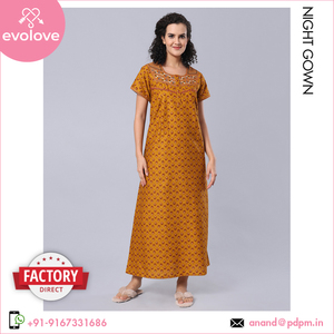 100% algodón hecho señoras ropa de noche para mujer ropa de dormir tejido largo vestido de noche del mejor fabricante del mundo - Product Image 2