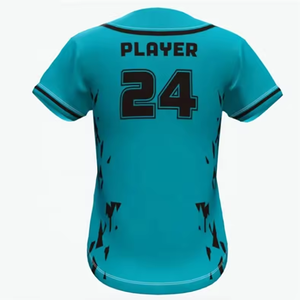 Conjunto de Jersey de ropa deportiva a rayas azules con botones completos para hombre, uniformes de equipo de béisbol y softbol de talla grande transpirables impresos - Product Image 2