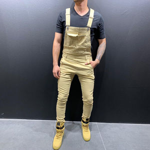 Casual Slim Jumpsuit Pants Heavy Duty Performance Bib Brace Overalls Unisex Denim <b>Jeans</b> Dungarees Trousers Polyester Breathable - Product Image 6
