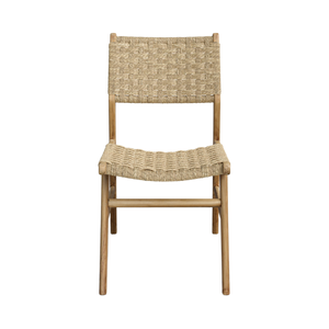 Chaise de salle à manger d'extérieur avec le dos et l'assise en corde tissée naturelle - Product Image 1