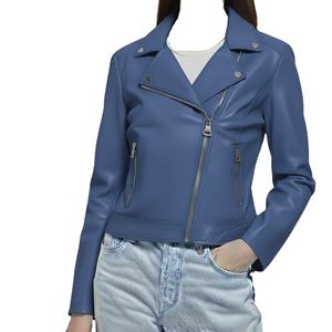 Veste en cuir véritable tendance, sur mesure, de qualité supérieure, de luxe, écologique, avec fermeture éclair, tendance pour femmes - Product Image 6