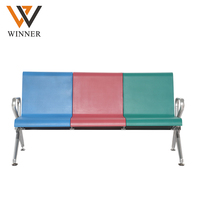 Banc d'attente extérieur en fer à 3 places pour aéroport, banque, bureau, garantie de 3 ans, couleur personnalisée pour hôpital, centre commercial, hôtel, parc