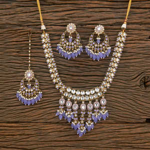 Classic Look of Brass Copper Indo Western <b>Pearl</b> <b>Necklace</b> <b>Set</b> With Mehndi Plating for Womens - Product Image 3
