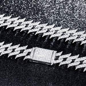 Hip Hop estilo 925 Collar de plata D Color VVS diamante Iced Moissanite joyería cadena para hombres collar de cadena de eslabones - Product Image 2