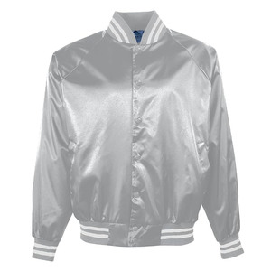 Veste bomber universitaire en satin de soie à manches raglan personnalisées avec logo brodé pour homme - Product Image 4