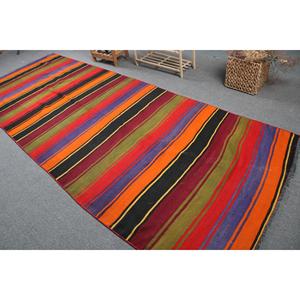 4.2x11.3 ft <b>Runner</b> Vintage Rug, <b>Red</b> Ombr Turkish Rug - Product Image 4