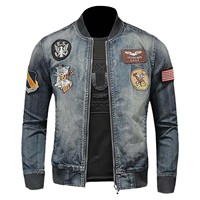 Veste en jean délavée à l'acide sur les épaules à rayures classiques pour hommes, veste en jean délavée à l'acide coupe-vent simple personnalisée, vente en gros