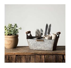 Organizador de almacenamiento de Metal moderno Caddy de hierro galvanizado de alta calidad para cubiertos que sirven en la cocina Acabado crudo para vajilla - Product Image 1