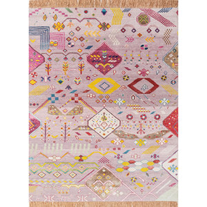 Alfombras Anudadas a Mano de Lana y Seda de Bambú con Patrón Geométrico Manchaha, Rosa y Morado para Uso Doméstico-Les-2629 - Product Image 1