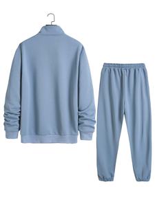 Chándal personalizable ecológico con capucha y media cremallera para hombre, traje de jogging liso personalizado completo en blanco para invierno - Product Image 3