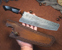 Couteau de chef en acier Damas artisanal Steel Craft International, lame de 6 à 7,9 pouces, manche en bois Pakka, étui en cuir, cuisine écologique