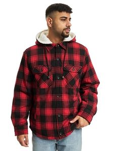 Wholesale Custom <b>Men's</b> Plaid Hooded Flannel Shirt <b>Jacket</b> Long Sleeve Casual Shacket with Chest Pocket - Product Image 1