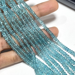 Perles Rondelle à facettes d'apatite bleu ciel de haute qualité 4-4.5mm perceuse centrale 16 pouces de Long brin pour la vente en gros de bijoux en pierres précieuses - Product Image 4