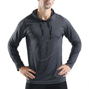 Camisetas y camisetas con cuello con capucha de secado rápido para hombre, camiseta de entrenamiento con capucha ajustada de manga larga para hombre, camisetas de primavera para correr - Product Image 1