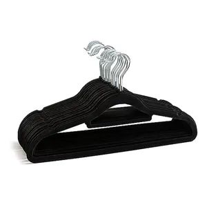 High Quality Pk50 Black Velvet Hanger Luxury Velvet Cloth Hangers Non-slip and Heavy Duty