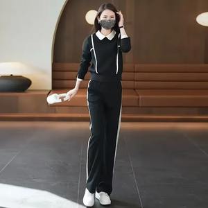 Ensemble de survêtement de maternité décontracté et tendance, 2 pièces, unisexe, automne 2024, sweat-shirt imprimé personnalisable, pantalon, veste - Product Image 1