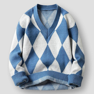 Pull Argyle pour Homme, Dernier Style, Hiver, Léger, Haute Qualité, Anti-Boulochage, Respirant, Confortable, Design Personnalisé - Product Image 6