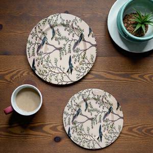 Juego de Platos Redondos de Cerámica con Estampado de Aves y Flores |   Platos Decorativos para Cena y Exhibición de 30 cm y 25 cm - Product Image 3
