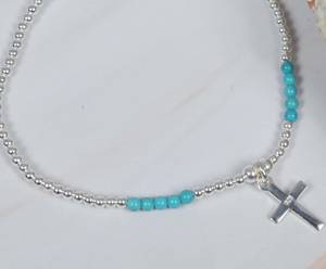Bracelet de mode élégant pour femme en argent sterling 925 avec pierre turquoise bleue, ajustable et extensible, idéal pour mariage et soirée - Product Image 2