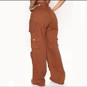 Jeans tendance pour femmes, multi-poches, respirants, nouvelle arrivée, pantalon cargo multi-couleurs, ample, taille mi-haute, denim en gros - Product Image 2