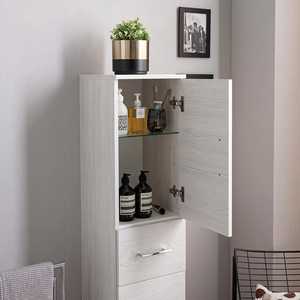 Meuble colonne de salle de bain sur pied Koricini Ravenna 148 cm en chêne blanc avec portes et tiroir - Product Image 3