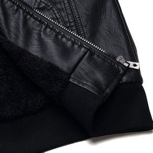 Chaqueta Bomber de cuero genuino para hombre, venta al por mayor, ropa de abrigo moderna, forro suave ligero, lona bordada frontal personalizada - Product Image 3