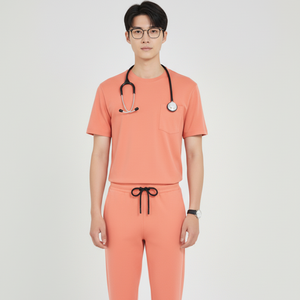 Conjunto de uniforme exfoliante de atractivo unisex para uso durante todo el día Spandex algodón OEM cuello redondo exfoliante superior tejido uniformes de enfermería fabricante - Product Image 1