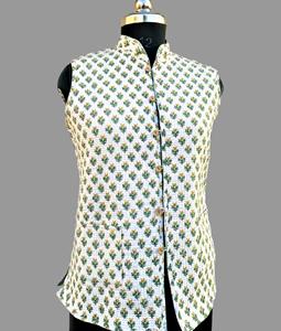 Sleeveless Block Print Jackets Indian Cotton Handmade Winter <b>Vest</b> Coat Bohemian Style Unisex Short Quilted Kantha Jacket - Product Image 1