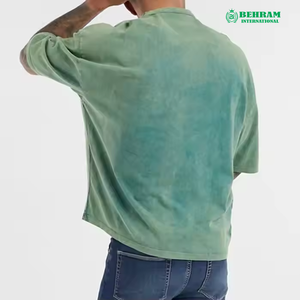 Custom Men's Polyester/Cotton <b>Acid</b> Washed Eco-Friendly Casual T-shirt Oversized <b>Drop</b> Shoulder Heavy Weight 200 GSM Stone Wash - Product Image 2