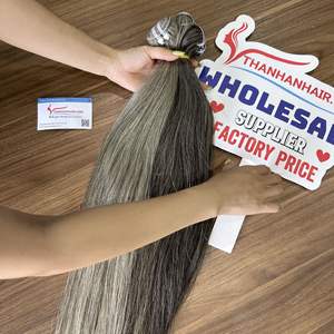 Extensiones de Cabello Remy Virgen Vietnamita 100% Thanh, Más Vendidas, Gris Natural, Liso, Doble Trama a Máquina, Aptas para Todos los Colores - Product Image 5