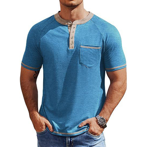 Amz Custom Summer Slim Fit for Polo T-<b>Shirt</b> for Men US Size <b>Short</b> <b>Sleeve</b> <b>Button</b>-<b>Up</b> Pocket Vintage Casual Henry T-<b>shirt</b> for men - Product Image 4