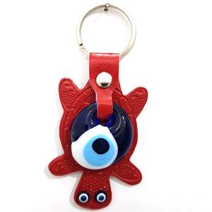 Kırmızı Anahtarlık Nazar Boncuklu Deri Kaplumbağa Llaveros - Product Image 1