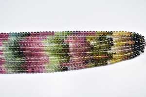 Perles de pierres précieuses lisses multi-tourmalines naturelles 3-4mm perles de tourmaline pastèque pour la fabrication de bijoux du fournisseur en vrac - Product Image 3