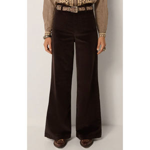 Pantalon large ROMEO taille haute, technique de teinture unie, couleur boue - Product Image 3