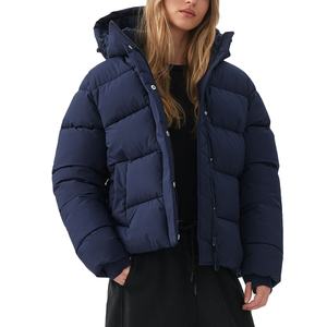 Chaquetas Acolchadas de Invierno con Logotipo Personalizado, Capucha Desmontable, Abrigo Grueso y Cálido, Chaqueta Impermeable de Lona Tejida para Mujer - Product Image 1