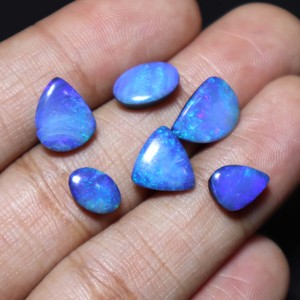 Natural Australian Opal Doublet Cabochon Multi <b>Fire</b> Loose Gemstone 8x6mm to 12x8mm 15 Carat Lot Jewelry Making - Product Image 3