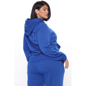 Sudadera con Capucha Azul y Pantalones Deportivos para Mujer, 100% Algodón Felpa, Estampado Personalizado, Talla Grande, Unisex, Conjunto Deportivo - Product Image 3